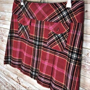 Frenchi (Nordstrom) Plaid Wool Blend Skirt, Sz 7